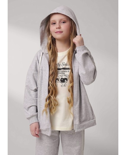 CLE Куртка дев. 757133/22уп, меланж св.серый