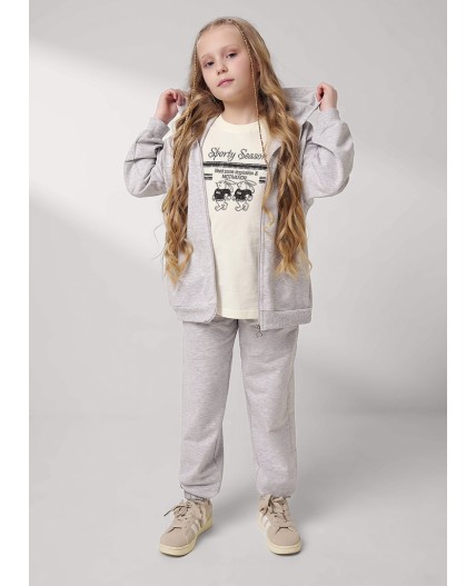 CLE Куртка дев. 757133/22уп, меланж св.серый