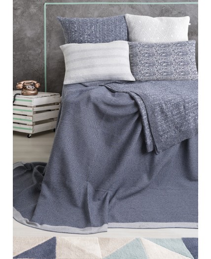 CLE Наволочка 171885хпэ 35*50, т.синий/меланж св.серый