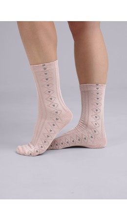 CLE Носки жен.Д2417 fashion база хл+эл, пудровый