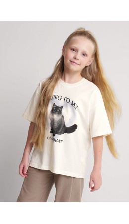 CLE Футболка дев. 756885/25кд_п3, молочный