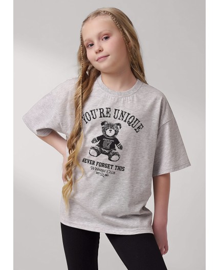 CLE Футболка дев. 757136/22кдп_п, меланж св.серый