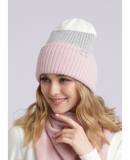 CLE Шапка 433809паш, молочный/св.розовый