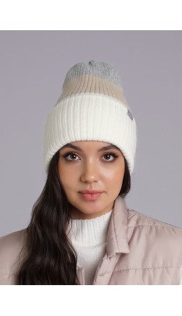 CLE Шапка 433809паш, меланж св.серый/молочный