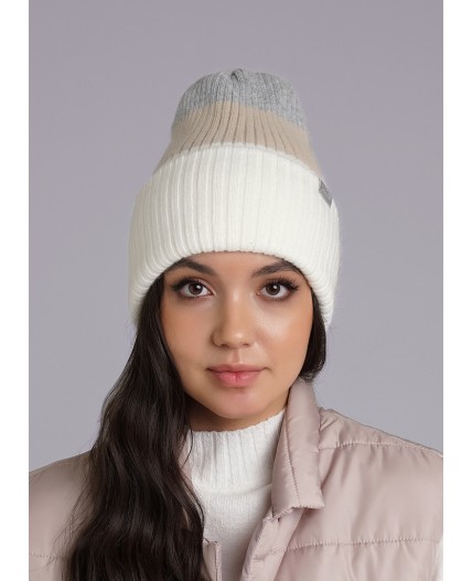 CLE Шапка 433809паш, меланж св.серый/молочный