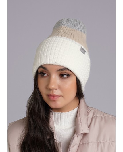 CLE Шапка 433809паш, меланж св.серый/молочный