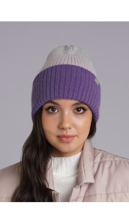 CLE Шапка 433809паш, меланж св.серый/фиолетовый