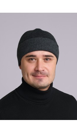 CLE Шапка 433851аш флис, меланж т.серый/чёрный