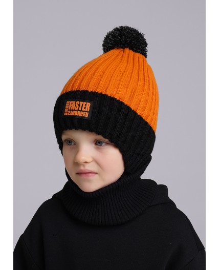 CLE Шапка дет. 433843ап флис, чёрный/оранжевый
