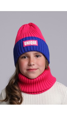 CLE Шапка дет. 433848ак флис, фуксиевый/синий