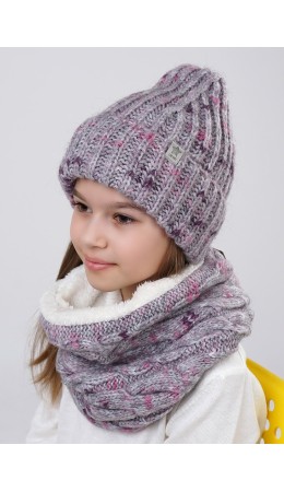 CLE Шарф дет. 702980шп, меланж св.серый/фиолетовый