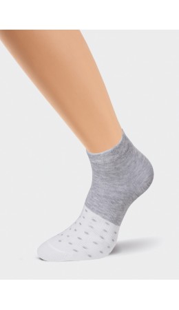 ЭЙС Носки жен.Д142 хл+эл укор, меланж серый/молочный