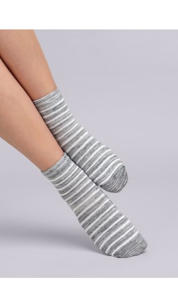 ЭЙС Носки жен.Д162 база хл+эл, меланж св.серый