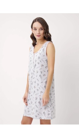 CLE LS15-1171/2 Сорочка ночн. жен., меланж св.серый/т.серый