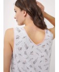 CLE LS15-1171/2 Сорочка ночн. жен., меланж св.серый/т.серый
