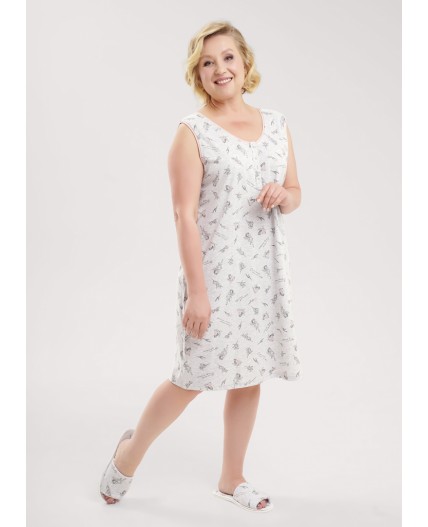 CLE LS15-1171/2 Сорочка ночн. жен., меланж св.серый/т.серый