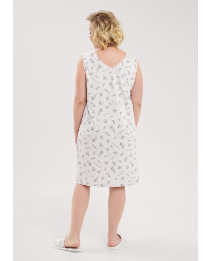 CLE LS15-1171/2 Сорочка ночн. жен., меланж св.серый/т.серый