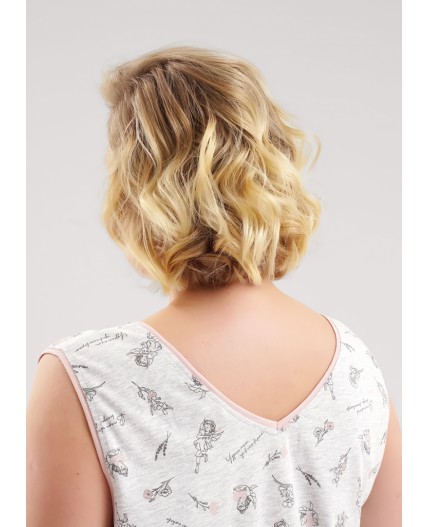 CLE LS15-1171/2 Сорочка ночн. жен., меланж св.серый/т.серый