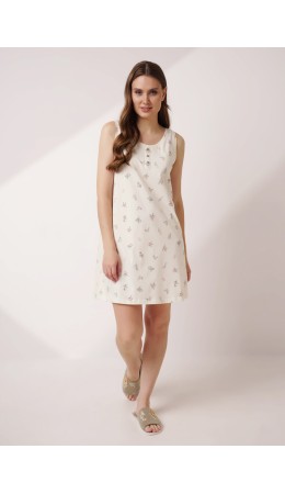 CLE LS15-1184 Сорочка ночн. жен., св.бежевый/зелёный