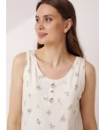 CLE LS15-1184 Сорочка ночн. жен., св.бежевый/зелёный