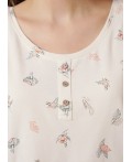 CLE LS15-1184 Сорочка ночн. жен., св.бежевый/зелёный