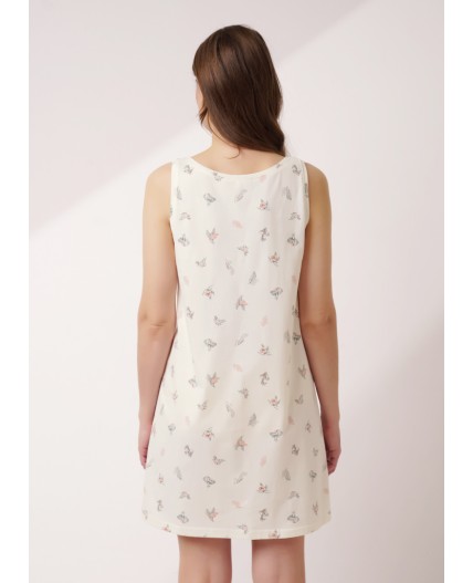 CLE LS15-1184 Сорочка ночн. жен., св.бежевый/зелёный