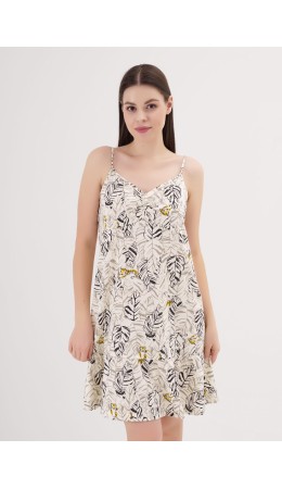 CLE LS25-1170 Сорочка ночн. жен. Сандал, молочный/т.коричневый