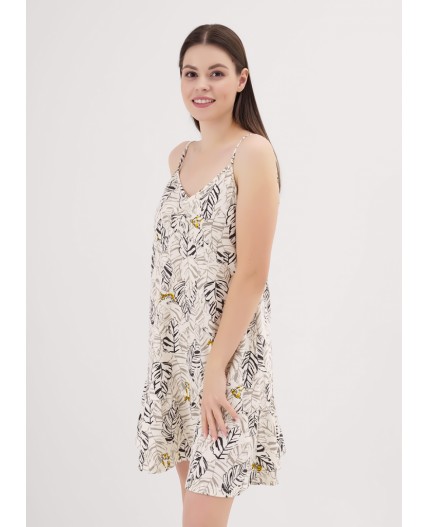 CLE LS25-1170 Сорочка ночн. жен. Сандал, молочный/т.коричневый