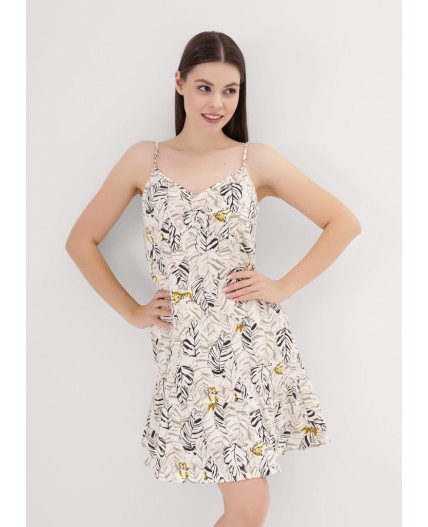 CLE LS25-1170 Сорочка ночн. жен. Сандал, молочный/т.коричневый