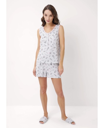 CLE LSET15-1171/1 Пижама жен., меланж св.серый/т.серый