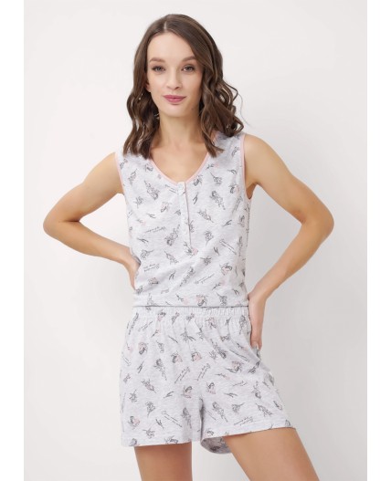 CLE LSET15-1171/1 Пижама жен., меланж св.серый/т.серый