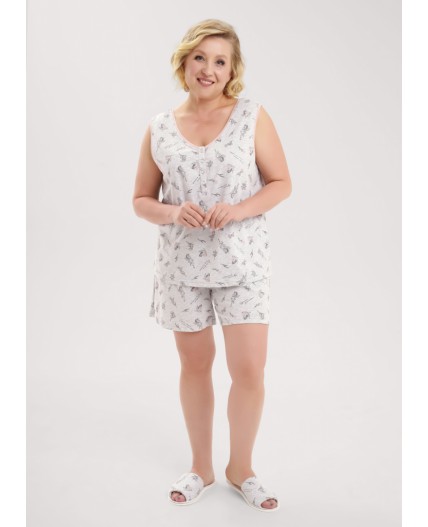 CLE LSET15-1171/1 Пижама жен., меланж св.серый/т.серый