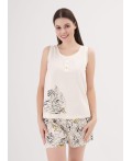 CLE LSET25-1170 Пижама жен. Сандал, молочный/т.коричневый