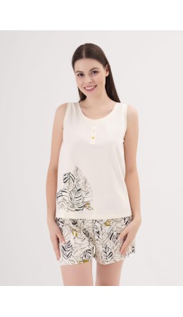 CLE LSET25-1170 Пижама жен. Сандал, молочный/т.коричневый