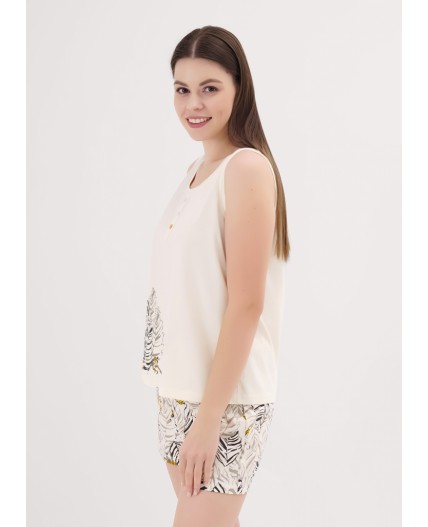 CLE LSET25-1170 Пижама жен. Сандал, молочный/т.коричневый