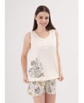 CLE LSET25-1170 Пижама жен. Сандал, молочный/т.коричневый