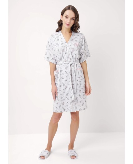CLE LX15-1171 Халат жен., меланж св.серый/т.серый