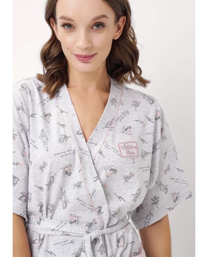 CLE LX15-1171 Халат жен., меланж св.серый/т.серый