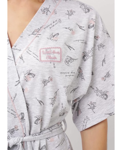 CLE LX15-1171 Халат жен., меланж св.серый/т.серый