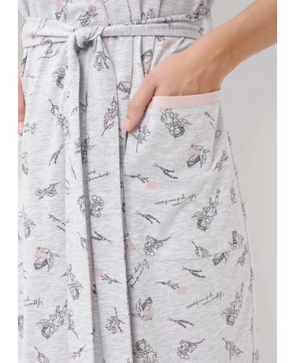 CLE LX15-1171 Халат жен., меланж св.серый/т.серый