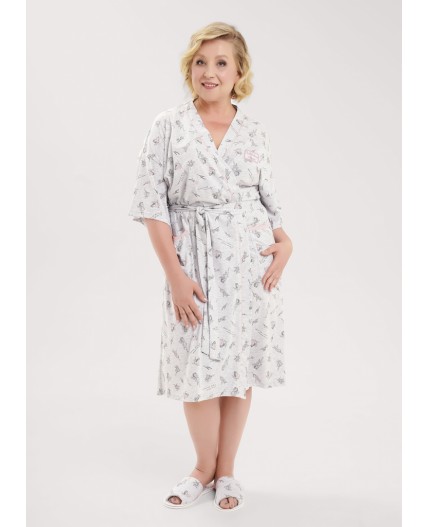CLE LX15-1171 Халат жен., меланж св.серый/т.серый