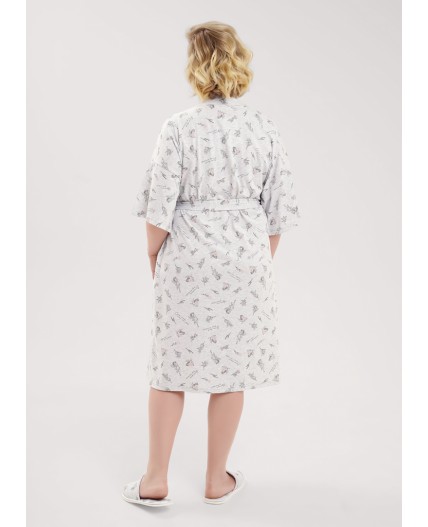 CLE LX15-1171 Халат жен., меланж св.серый/т.серый