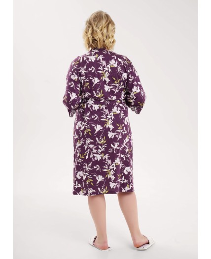 CLE LX15-1183 Халат жен., т.фиолетовый/св.розовый
