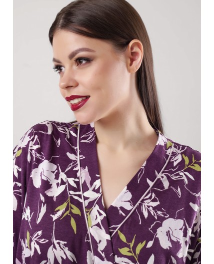 CLE LX15-1183 Халат жен., т.фиолетовый/св.розовый