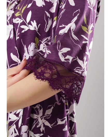 CLE LX15-1183 Халат жен., т.фиолетовый/св.розовый