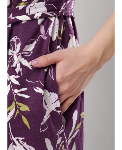 CLE LX15-1183 Халат жен., т.фиолетовый/св.розовый