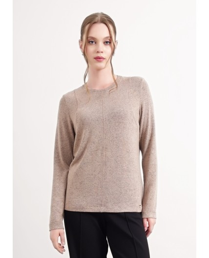 CLE Джемпер жен. 156952/181вл, св.коричневый/т.серый