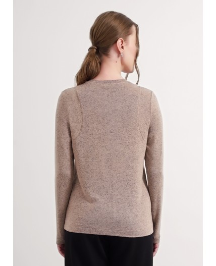 CLE Джемпер жен. 156952/181вл, св.коричневый/т.серый