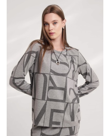 CLE Джемпер жен. 156960/183дож, меланж серый/меланж т.серый