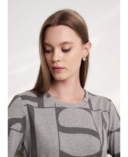 CLE Джемпер жен. 156960/183дож, меланж серый/меланж т.серый
